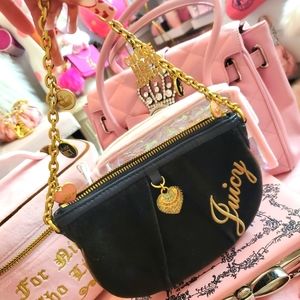 Juicy Couture Black & Gold Chain Logo Shoulder Bag